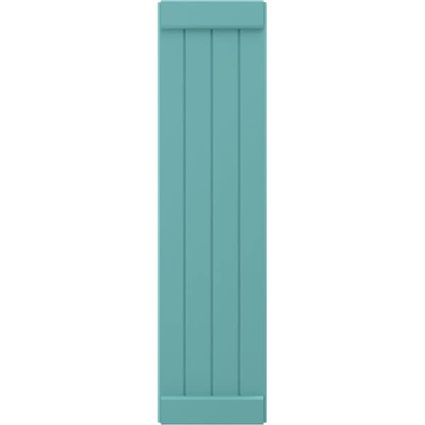 Ekena Millwork Americraft 4-Board Exterior Wood Joined Board-n-Batten Shutters w/ End Batten, ARW103BB414X54PTH, PR - ARW103BB414X54PTH