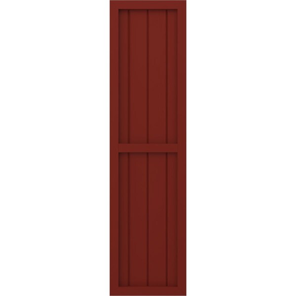 Ekena Millwork Americraft 4-Board Exterior Wood 2 Equal Panel Framed Board-n-Batten Shutters, ARW101BF414X48MRH, PR - ARW101BF414X48MRH