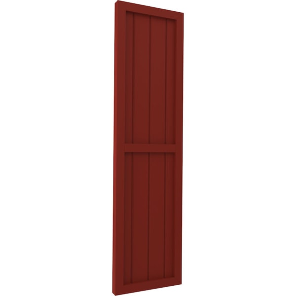 Ekena Millwork Americraft 4-Board Exterior Wood 2 Equal Panel Framed Board-n-Batten Shutters, ARW101BF414X48MRH, PR - ARW101BF414X48MRH