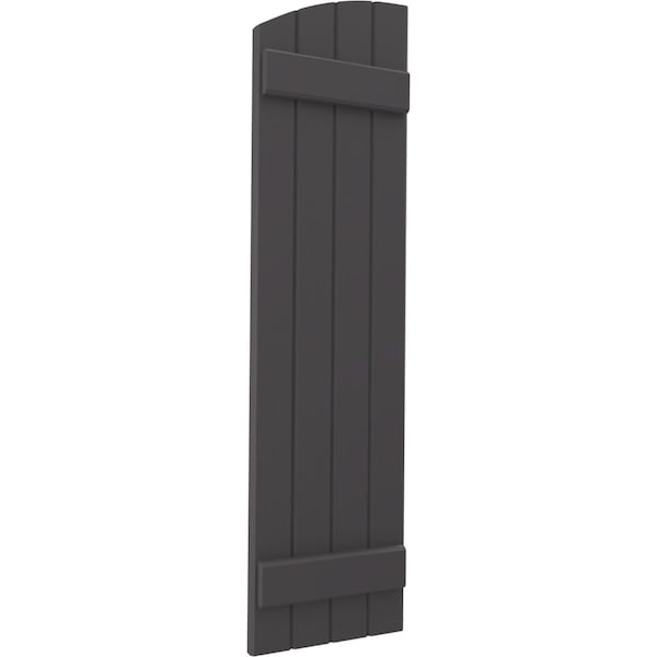Ekena Millwork Americraft 4-Board (2 Batten) Wood Joined Board-n-Batten Shutters w/Ellipt Top, ARW101BE414X67SMH, PR - ARW101BE414X67SMH