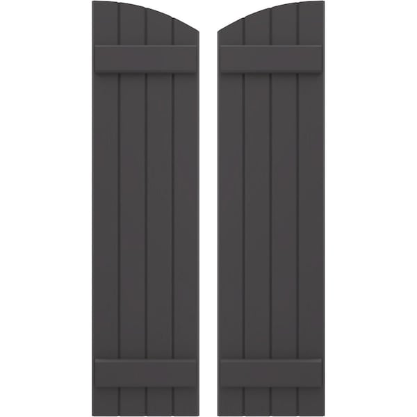 Ekena Millwork Americraft 4-Board (2 Batten) Wood Joined Board-n-Batten Shutters w/Ellipt Top, ARW101BE414X67SMH, PR - ARW101BE414X67SMH
