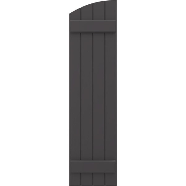 Ekena Millwork Americraft 4-Board (2 Batten) Wood Joined Board-n-Batten Shutters w/Ellipt Top, ARW101BE414X67SMH, PR - ARW101BE414X67SMH