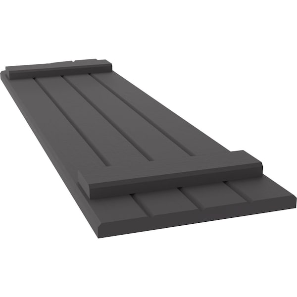 Ekena Millwork Americraft 4-Board (2 Batten) Wood Joined Board-n-Batten Shutters w/Ellipt Top, ARW101BE414X67SMH, PR - ARW101BE414X67SMH