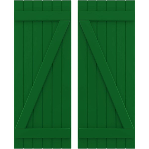Ekena Millwork Americraft 6-Board (2 Batten) Wood Joined Board-n-Batten Shutters w/ Z-Bar, ARW102BB621X83HGH, PR - ARW102BB621X83HGH