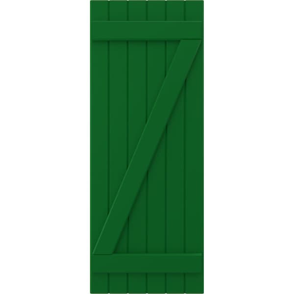 Ekena Millwork Americraft 6-Board (2 Batten) Wood Joined Board-n-Batten Shutters w/ Z-Bar, ARW102BB621X83HGH, PR - ARW102BB621X83HGH