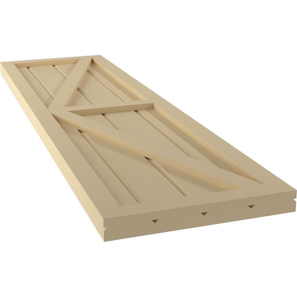 Ekena Millwork Americraft 4-Board Wood 2 Equal Panel Frmd Board-n-Batten Shutters w/Dubl Z-Bar, ARW102BF414X78NTH, PR - ARW102BF414X78NTH