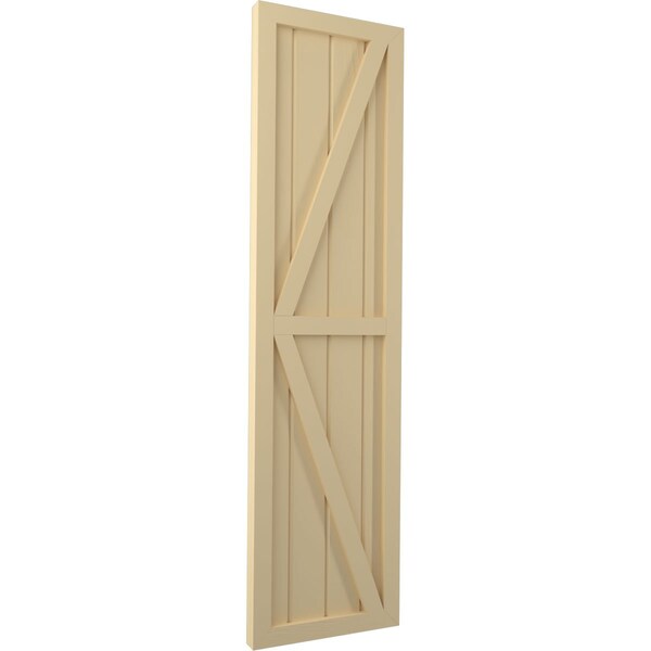 Ekena Millwork Americraft 4-Board Wood 2 Equal Panel Frmd Board-n-Batten Shutters w/Dubl Z-Bar, ARW102BF414X78NTH, PR - ARW102BF414X78NTH