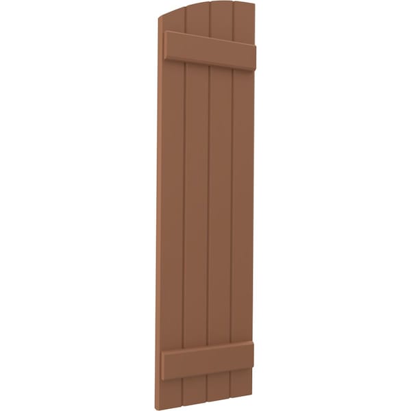 Ekena Millwork Americraft 4-Board (2 Batten) Wood Joined Board-n-Batten Shutters w/Ellipt Top, ARW101BE414X37BTH, PR - ARW101BE414X37BTH