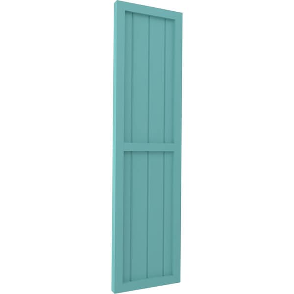 Ekena Millwork Americraft 4-Board Exterior Wood 2 Equal Panel Framed Board-n-Batten Shutters, ARW101BF414X53PTH, PR - ARW101BF414X53PTH