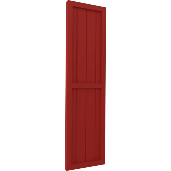 Ekena Millwork Americraft 4-Board Exterior Wood 2 Equal Panel Framed Board-n-Batten Shutters, ARW101BF414X62BRH, PR - ARW101BF414X62BRH