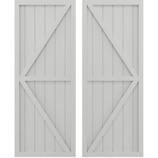 Ekena Millwork Americraft 6-Board Wood 2 Equal Panel Frmd Board-n-Batten Shutters w/Dubl Z-Bar, ARW102BF621X42STH, PR - ARW102BF621X42STH