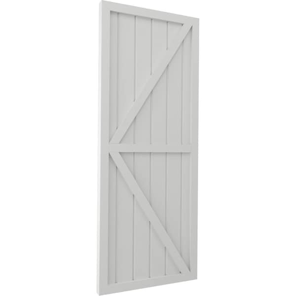 Ekena Millwork Americraft 6-Board Wood 2 Equal Panel Frmd Board-n-Batten Shutters w/Dubl Z-Bar, ARW102BF621X42STH, PR - ARW102BF621X42STH