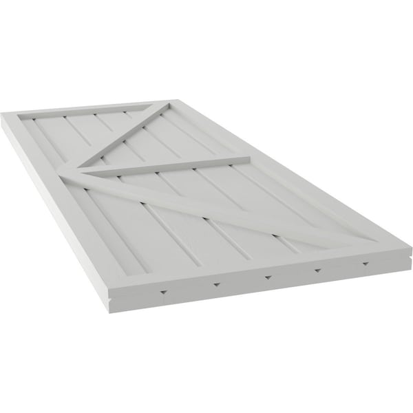 Ekena Millwork Americraft 6-Board Wood 2 Equal Panel Frmd Board-n-Batten Shutters w/Dubl Z-Bar, ARW102BF621X42STH, PR - ARW102BF621X42STH