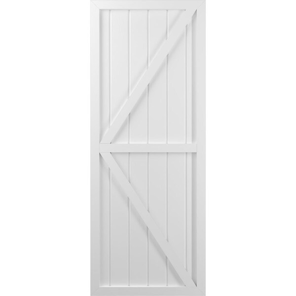 Ekena Millwork Americraft 6-Board Wood 2 Equal Panel Frmd Board-n-Batten Shutters w/Dubl Z-Bar, ARW102BF621X43WHH, PR - ARW102BF621X43WHH