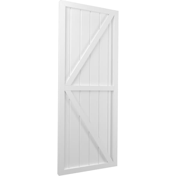 Ekena Millwork Americraft 6-Board Wood 2 Equal Panel Frmd Board-n-Batten Shutters w/Dubl Z-Bar, ARW102BF621X43WHH, PR - ARW102BF621X43WHH