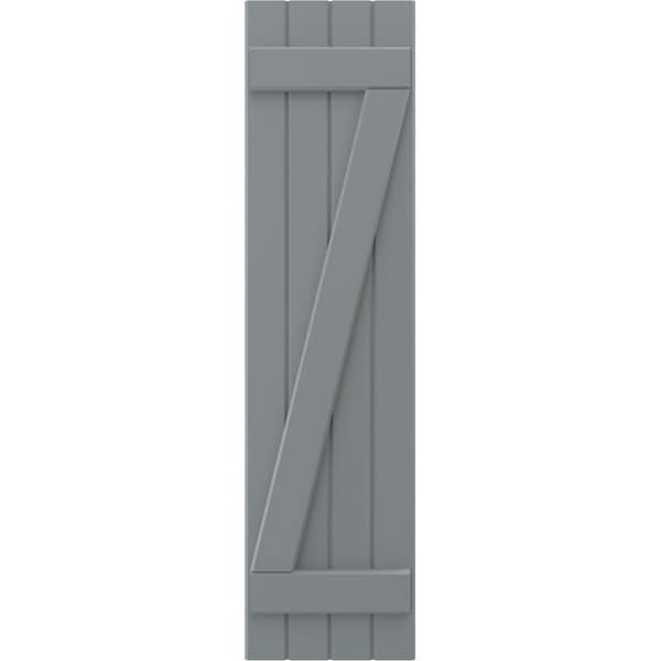 Ekena Millwork Americraft 4-Board (2 Batten) Wood Joined Board-n-Batten Shutters w/ Z-Bar, ARW102BB414X70CHH, PR - ARW102BB414X70CHH