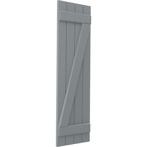 Ekena Millwork Americraft 4-Board (2 Batten) Wood Joined Board-n-Batten Shutters w/ Z-Bar, ARW102BB414X70CHH, PR - ARW102BB414X70CHH