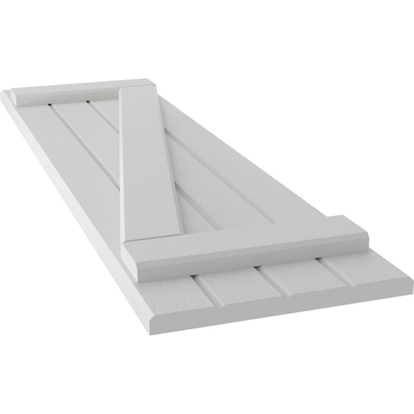 Ekena Millwork Americraft 4-Board (2 Batten) Wood Joined Board-n-Batten Shutters w/ Z-Bar, ARW102BB414X64STH, PR - ARW102BB414X64STH