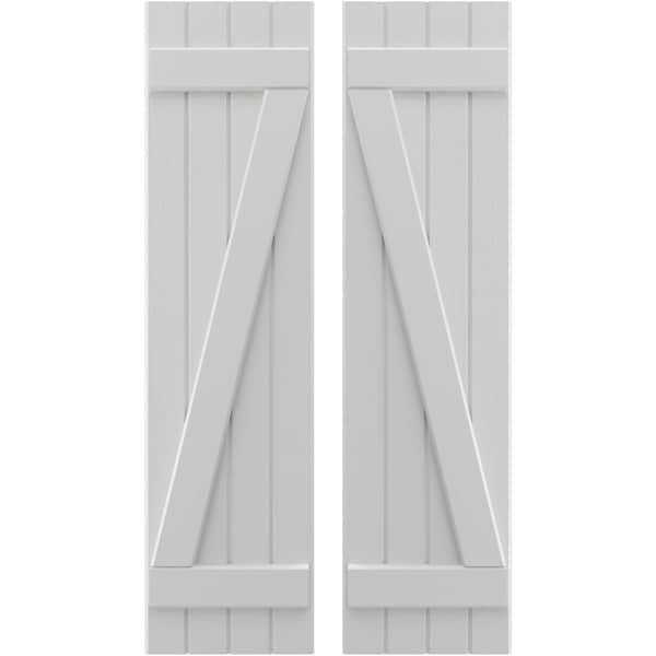 Ekena Millwork Americraft 4-Board (2 Batten) Wood Joined Board-n-Batten Shutters w/ Z-Bar, ARW102BB414X64STH, PR - ARW102BB414X64STH