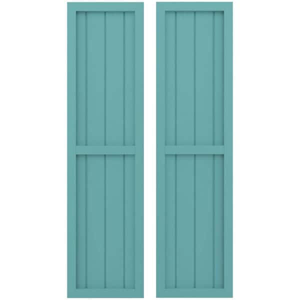 Ekena Millwork Americraft 4-Board Exterior Wood 2 Equal Panel Framed Board-n-Batten Shutters, ARW101BF414X71PTH, PR - ARW101BF414X71PTH