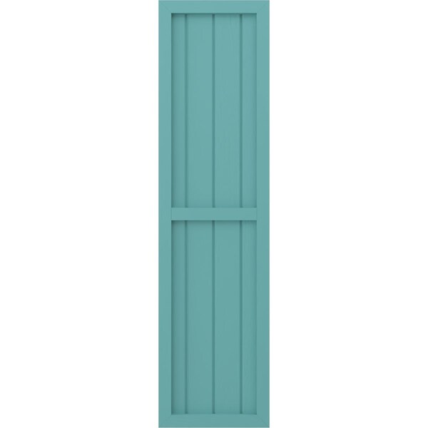 Ekena Millwork Americraft 4-Board Exterior Wood 2 Equal Panel Framed Board-n-Batten Shutters, ARW101BF414X71PTH, PR - ARW101BF414X71PTH