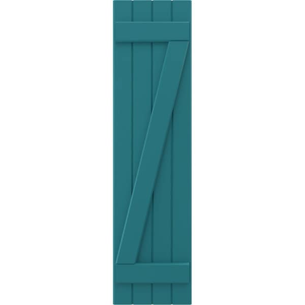 Ekena Millwork Americraft 4-Board (2 Batten) Wood Joined Board-n-Batten Shutters w/ Z-Bar, ARW102BB414X51ANH, PR - ARW102BB414X51ANH
