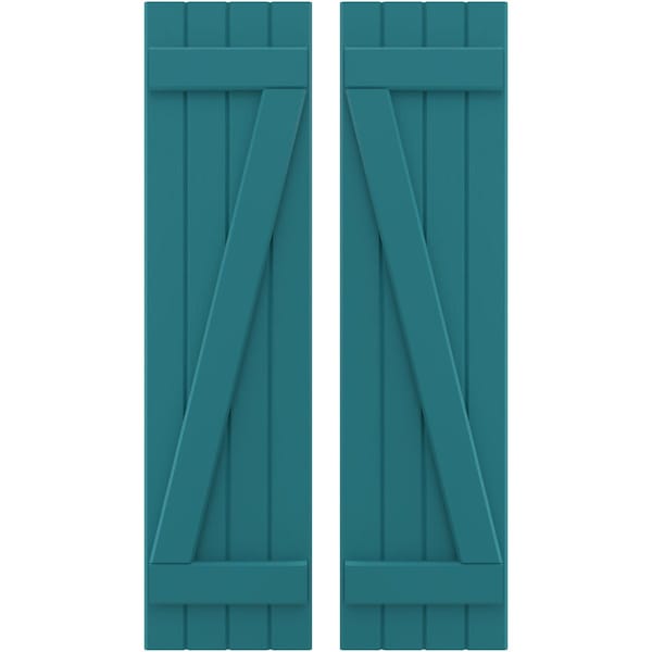 Ekena Millwork Americraft 4-Board (2 Batten) Wood Joined Board-n-Batten Shutters w/ Z-Bar, ARW102BB414X51ANH, PR - ARW102BB414X51ANH