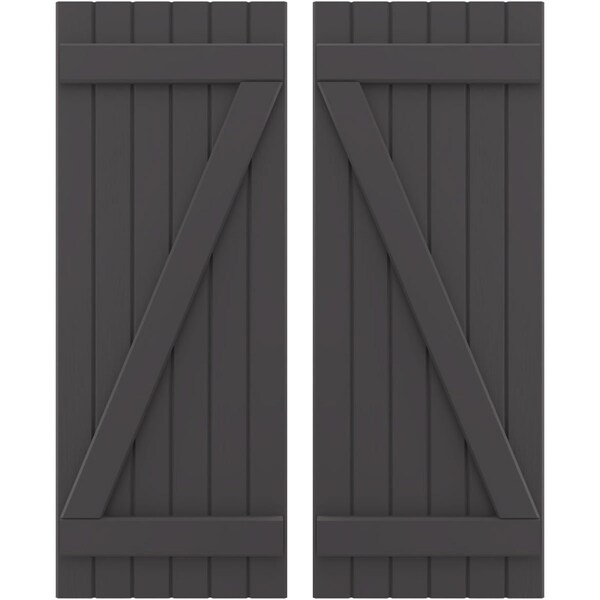 Ekena Millwork Americraft 6-Board (2 Batten) Wood Joined Board-n-Batten Shutters w/ Z-Bar, ARW102BB621X80SMH, PR - ARW102BB621X80SMH