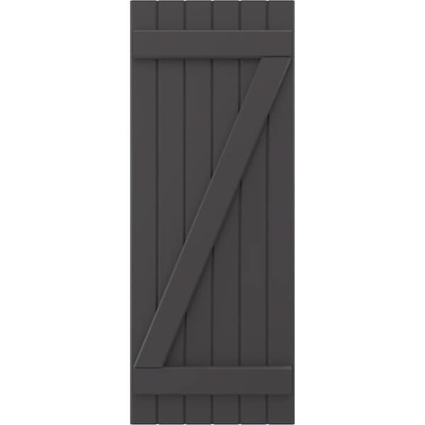 Ekena Millwork Americraft 6-Board (2 Batten) Wood Joined Board-n-Batten Shutters w/ Z-Bar, ARW102BB621X80SMH, PR - ARW102BB621X80SMH
