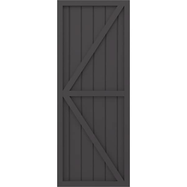 Ekena Millwork Americraft 6-Board Wood 2 Equal Panel Frmd Board-n-Batten Shutters w/Dubl Z-Bar, ARW102BF621X41SMH, PR - ARW102BF621X41SMH