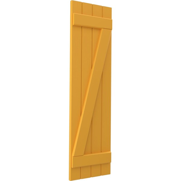 Ekena Millwork Americraft 4-Board (2 Batten) Wood Joined Board-n-Batten Shutters w/ Z-Bar, ARW102BB414X76TUH, PR - ARW102BB414X76TUH