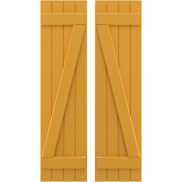 Ekena Millwork Americraft 4-Board (2 Batten) Wood Joined Board-n-Batten Shutters w/ Z-Bar, ARW102BB414X76TUH, PR - ARW102BB414X76TUH