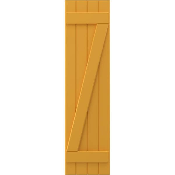 Ekena Millwork Americraft 4-Board (2 Batten) Wood Joined Board-n-Batten Shutters w/ Z-Bar, ARW102BB414X76TUH, PR - ARW102BB414X76TUH