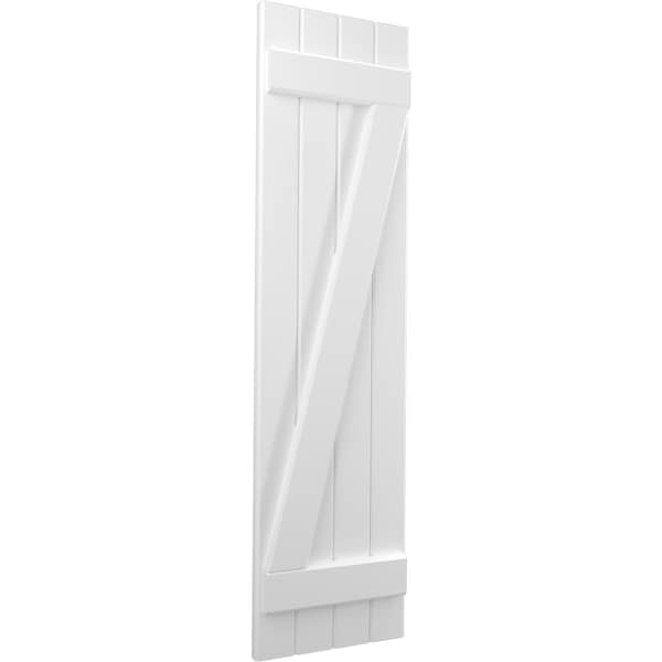 Ekena Millwork Americraft 4-Board (2 Batten) Wood Joined Board-n-Batten Shutters w/ Z-Bar, ARW102BB414X39WHH, PR - ARW102BB414X39WHH