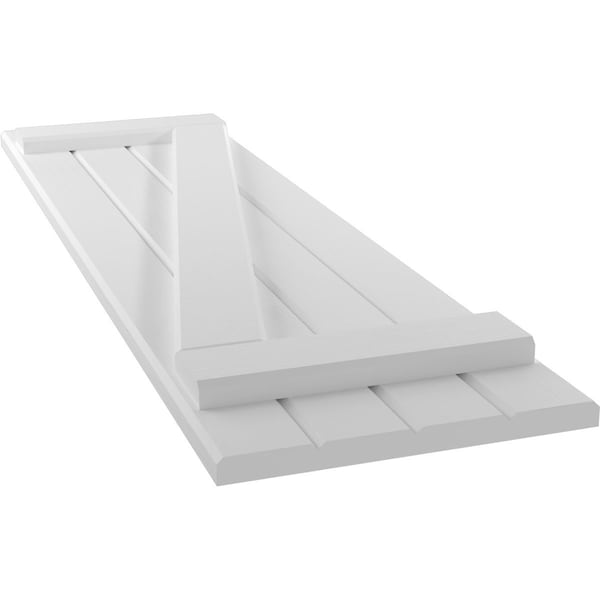 Ekena Millwork Americraft 4-Board (2 Batten) Wood Joined Board-n-Batten Shutters w/ Z-Bar, ARW102BB414X39WHH, PR - ARW102BB414X39WHH