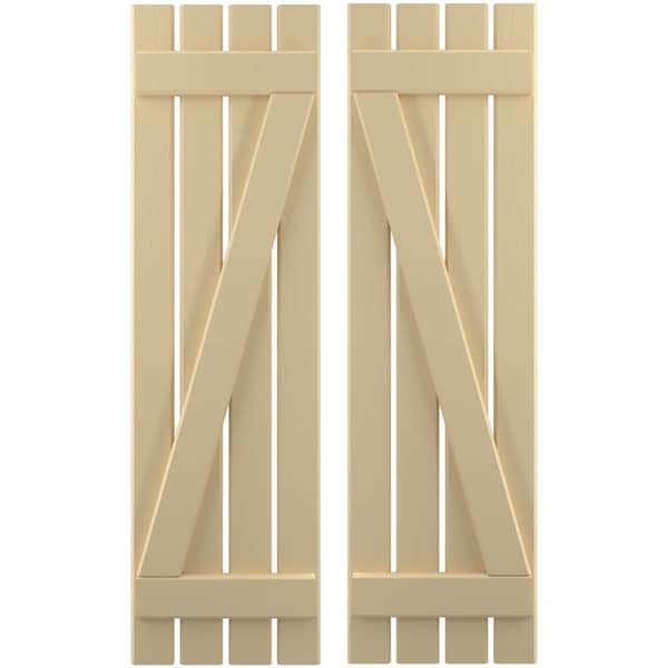 Ekena Millwork Americraft 4-Board (2 Batten) Wood Spaced Board-n-Batten Shutters w/ Z-Bar, ARW102SB415X78NTH, PR - ARW102SB415X78NTH