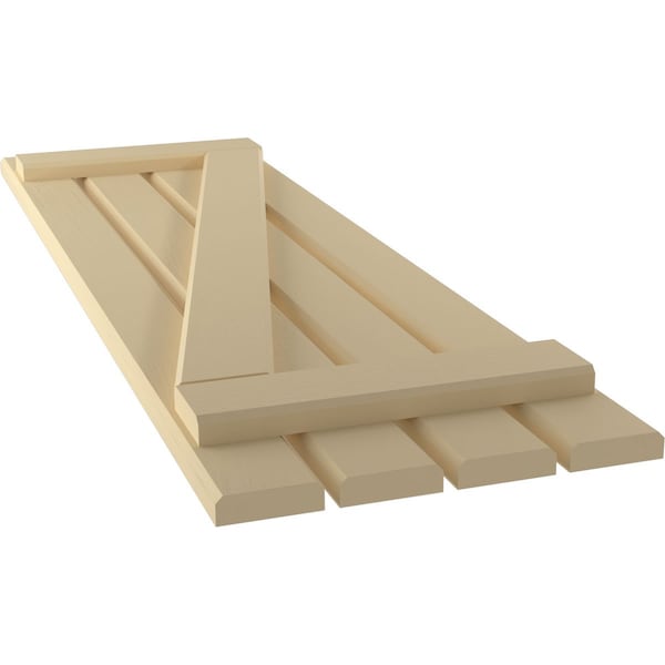 Ekena Millwork Americraft 4-Board (2 Batten) Wood Spaced Board-n-Batten Shutters w/ Z-Bar, ARW102SB415X78NTH, PR - ARW102SB415X78NTH
