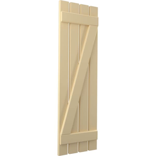 Ekena Millwork Americraft 4-Board (2 Batten) Wood Spaced Board-n-Batten Shutters w/ Z-Bar, ARW102SB415X78NTH, PR - ARW102SB415X78NTH