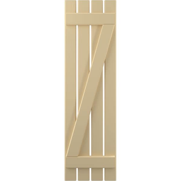 Ekena Millwork Americraft 4-Board (2 Batten) Wood Spaced Board-n-Batten Shutters w/ Z-Bar, ARW102SB415X78NTH, PR - ARW102SB415X78NTH