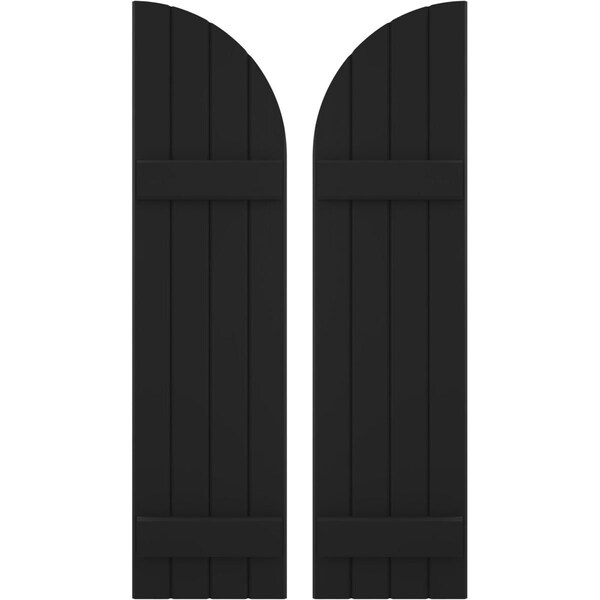 Ekena Millwork Americraft 4-Board (2 Batten) Wood Joined Board-n-Batten Shutters w/ Arch Top, ARW101BQ414X52BLH, PR - ARW101BQ414X52BLH