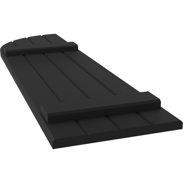 Ekena Millwork Americraft 4-Board (2 Batten) Wood Joined Board-n-Batten Shutters w/ Arch Top, ARW101BQ414X52BLH, PR - ARW101BQ414X52BLH