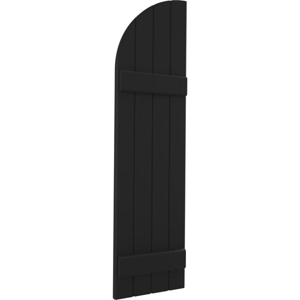 Ekena Millwork Americraft 4-Board (2 Batten) Wood Joined Board-n-Batten Shutters w/ Arch Top, ARW101BQ414X52BLH, PR - ARW101BQ414X52BLH