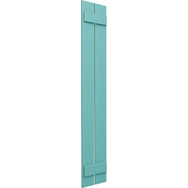 Ekena Millwork True Fit PVC, Two Board Spaced Board-n-Batten Shutters, Pure Turquoise, 11 1/4W x 38H, PR - TFP101SBF11X038PT