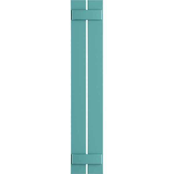Ekena Millwork True Fit PVC, Two Board Spaced Board-n-Batten Shutters, Pure Turquoise, 11 1/4W x 38H, PR - TFP101SBF11X038PT