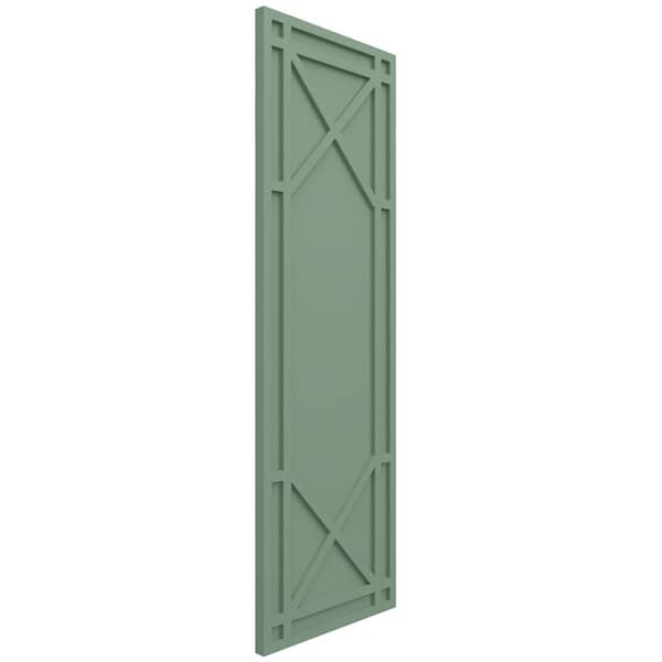 Ekena Millwork True Fit PVC Bungalow Fixed Mount Shutters, Track Green, 15W x 44H, PR - TFP001BG15X044TG