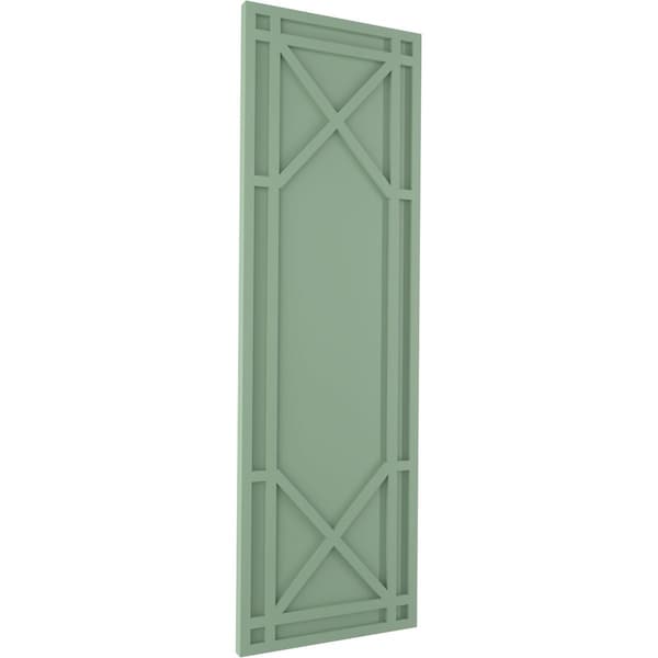 Ekena Millwork True Fit PVC Bungalow Fixed Mount Shutters, Track Green, 15W x 44H, PR - TFP001BG15X044TG