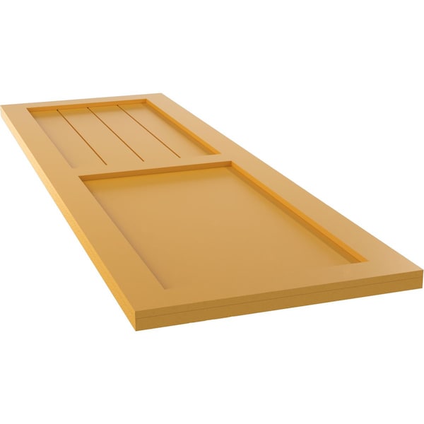 Ekena Millwork True Fit PVC Farmhouse/Flat Panel Combination Fixed Mount Shutters, Turmeric, 18W x 44H, PR - TFP101FC18X044TU