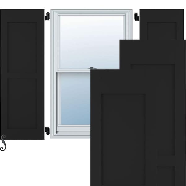 Ekena Millwork Americraft 2 Equal Flat Panel Exterior Real Wood Shutters, RW101FP12X78BLH, PR - RW101FP12X78BLH