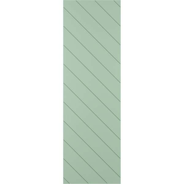 Ekena Millwork 18W x 41H True Fit PVC Diagonal Slat Modern Style Fixed Mount Shutters, Seaglass, PR - TFP001DG18X041SG