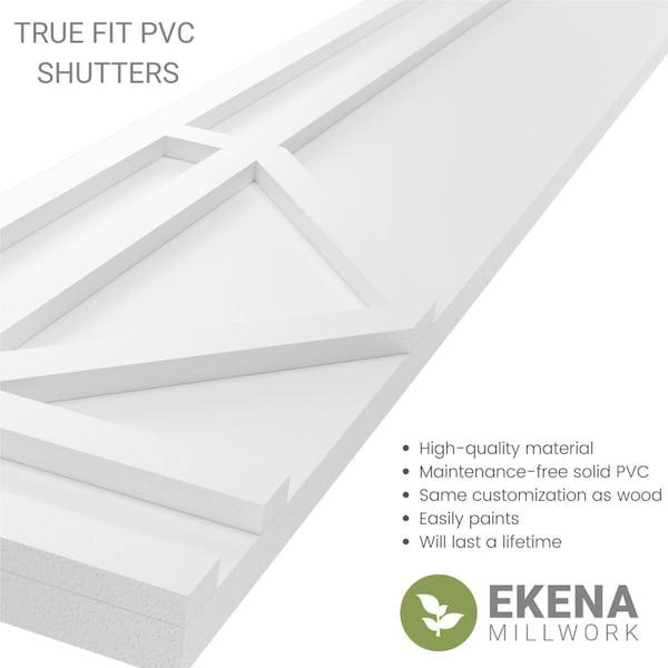 Ekena Millwork True Fit PVC Bungalow Fixed Mount Shutters, Fire Red, 12W x 25H, PR - TFP001BG12X025BR